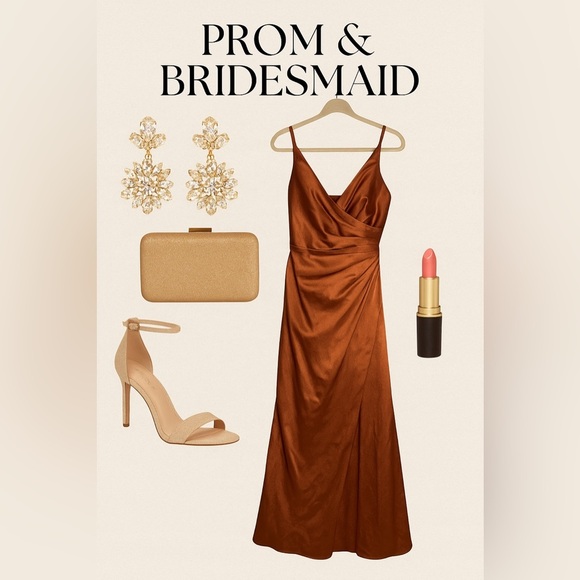 Galina Signature Cinnamon Satin Gown | Size 6 Formal Evening Dress - Picture 1 of 7